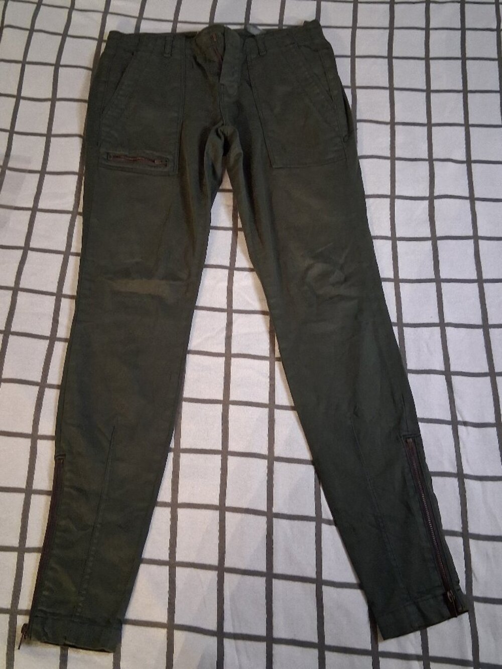 ZARA Basic Women’s Olive Ankle Zip Skinny Jeans